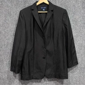 Vintage Ann Taylor women’s size 10 silk blazer black office siren dark academia - Picture 1 of 9