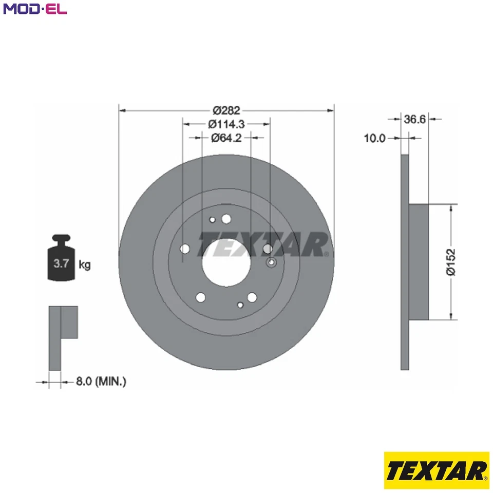 2x BRAKE DISC 92301303 FOR HONDA CIVIC/X/Hatchback P10A4/P10A2 1.0L 3cyl 1.5L - Image 1 of 4