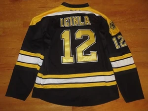 Reebok JAROME IGINLA No 12 BOSTON BRUINS Ties (Size 56) Jersey w Fight Strap - Picture 1 of 13