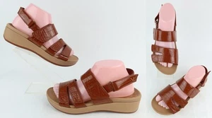 Vionic Women’s Pacific Roma Backstrap Platform Sandal Brown Croc Print Size 8 - Picture 1 of 14