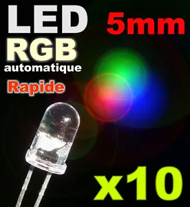 723/10# LED 5mm RGB Automatische Schnelle Variation 10 Stück - Bild 1 von 1