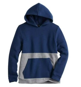 Hoodie Sweatshirt Tek Gear Fleece Lined Long Sleeve Blue Gray Boys-size L 12/14 - Picture 1 of 5