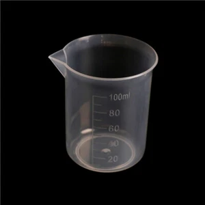 2x 100mL/3.4oZ Clear Plastic Graduated Measure Cup Jug Beaker Kitchen Lab To _pw - Imagen 1 de 6
