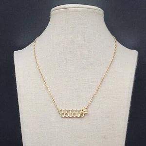 RJ Graziano Necklace Bumble Bee You Can Do It Gold Tone Honeycomb 16-19" - Picture 1 of 11