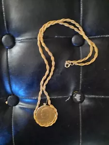 Vintage Halskette EISENHOWER DOLLAR Münze vergoldet 1972 schwere Kette - Bild 1 von 2