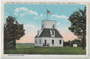 Vtg Postcard - New Tower House on Top of Lofty Mt. Utsayantha - Stamford NY - Picture 1 of 2