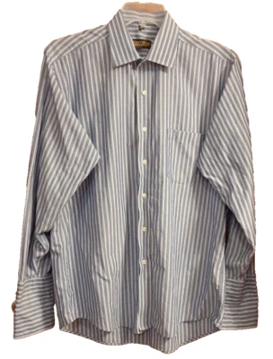 Donald J. Trump Gray and Blue Striped Long Sleeve Shirt Mens Size 16.5 / 34.35 - Image 1 of 4