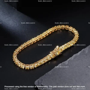 20Ct Round Cut 4MM Citrine/Diamond Tennis Bracelet 14K Yellow Gold Finish 7" In - Picture 1 of 6