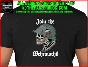 Funny Skull Helmet T-Shirt WWII German - Picture 1 of 49