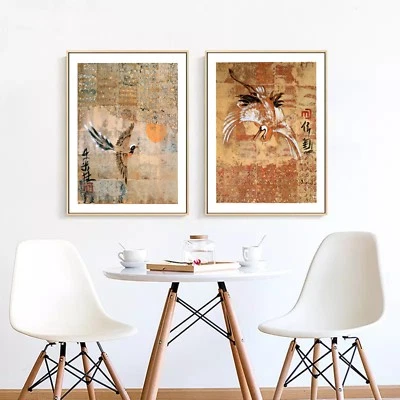 Arte japonesa Ukiyo-e pintura a óleo pássaro lona de seda pôster decoração de parede sem moldura U22 - Imagem 1 de 4