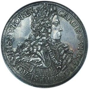 1713 Austria Karl VI Thaler MS60 NGC - Full Mint Luster & Excellent Eye Appeal - Picture 1 of 5