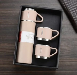Insulated Vacuum Flask( 500ml) with 2 Extra Cup Lids, Hot & Cold Beverages - Picture 1 of 6