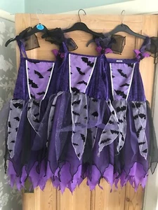 Halloween Sparkling Purple Bat Dress 4/7 years matching Alice band 3 availab - Picture 1 of 6