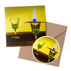 1 x Greeting Card & 10cm Sticker Set - Absinthe Glass Burning Sugar Cube #21077