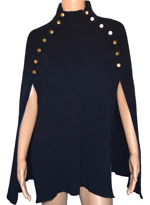 G.I.L.I. Poncho Azul Cierre a Presión Cuello Simulado Mezcla Algodón Talla XS/S Foto 1 de 4