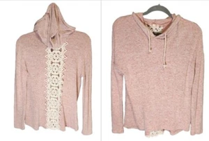 Charmed Hearts Women's Pink Pullover Hoodie with Lace Accent Size Small - Picture 1 of 5