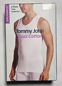 Tommy John Cool Cotton Tank Top Undershirt Stay Tucked Fit - XL - BLACK - 2-Pack - Picture 1 of 4