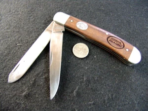 MOORE MAKER-5202BdA-BOIS d ARC (OSAGE ORANGE) WOOD-TRAPPER-FOLDING KNIFE-MATD.TX - Picture 1 of 5