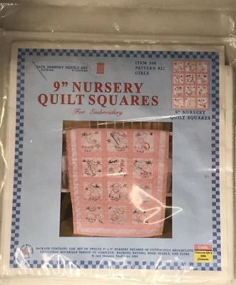 Jack Dempsey's Needle Art 9” Nursery Quilt Squares ‘Girls’ Pattern 21 NEW - Image 1 of 4