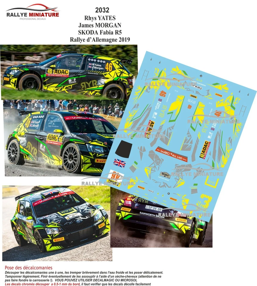 DECALS 1/32 REF 2032 SKODA FABIA YATES RALLYE GERMANY 2019 WRC RALLY - Image 1 of 1