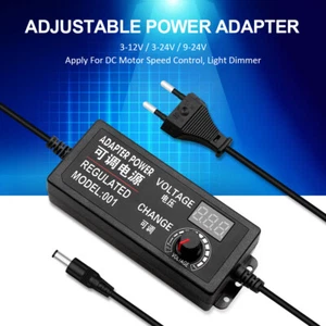 Adjustable Voltage Power Supply Adapter AC /DC Switch 1-24V LED Display EU US - Picture 1 of 16