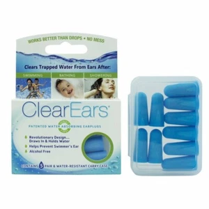 ClearEars Water Absorbing Earplugs, 5 Pairs, for Swimming, Bathing or Showering - Picture 1 of 2