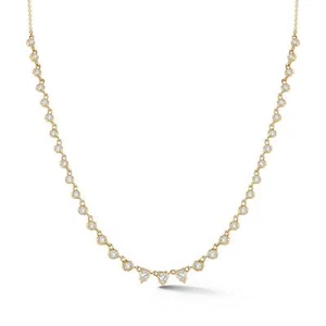 Small 1.12CT Pear & Round Cut VS1 Lab Grown Diamonds 10K gold Statement Necklace - Picture 1 of 9