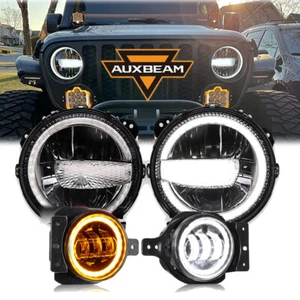 for Jeep Wrangler JL 2018+ 9inch LED Headlights Fog Lights Combo - Picture 1 of 12