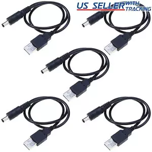 5-Pack 1.5ft 50cm USB to 5.5mm x 2.1mm Male Coaxial Barrel 5V DC Power Cable 5X - Picture 1 of 2