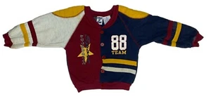 Vintage 90s Toddler Football Sweater 3T Kids N’ Fun Button Down Youth Sports - Picture 1 of 14