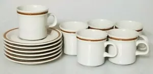 6 tazas y 6 platillos de gres vintage de colección Bonsai, hechos en Japón - Imagen 1 de 7