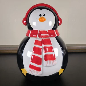 CIB Ceramic Penguin 11" Cookie Jar - Christmas Holiday Winter Decor - Picture 1 of 8