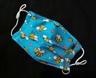 Bee Fabric Face Mask + Charm. Great Fit!  Cotton Lined. BNWOT 