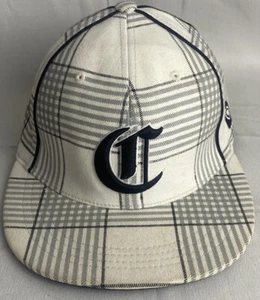 Authentic Circa Cap: White/grey plaid with raised embroidered logo & emblem, S/M - Picture 1 of 6