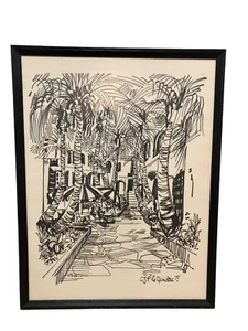 C.J. "Imagen artística firmada por PleQuidre en blanco y negro 18,75"" x 24""" - Imagen 1 de 7