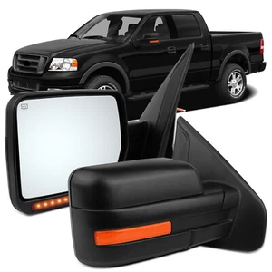 Pair For 2007-2014 Ford F150 Power Heated Turn Signal Puddle Light Tow Mirrors - Picture 1 of 12