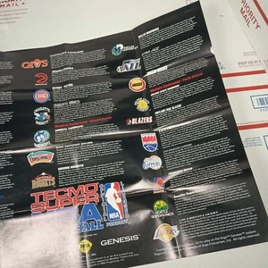 VINTAGE 1993 Authentic SEGA Genesis Tecmo Super NBA Foldout Promotional Poster - Picture 1 of 5