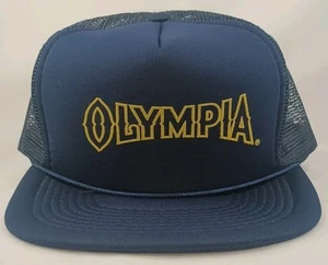Vintage Olympia Bier Trucker Hut dunkelblau/gelb mit dünnem dunkelblauem Seil - Bild 1 von 6
