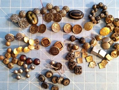 Grandma's Button Box Metal Button Lot Cars Floral Geometric Abstract  - Image 1 of 4