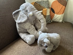 Ikea Stofftier grau Elefant & Baby Elefant mittel 34 cm/13 1/2" ohne Etikett - Bild 1 von 6