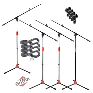 GRIFFIN Microphone Boom Stand 4PACK Holder Mount XLR Cable Mic Clip Stage Studio - Zdjęcie 1 z 14