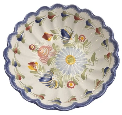 Fleuri Royal Quimper Faience Henriot Serving Bowl France Signed 10” Hand painted - Image 1 of 4
