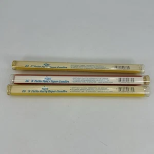 3 Packs Of 20 Vintage Russ 8" THIN Petite Candles Red & Yellow Party Taper NOS - Picture 1 of 12