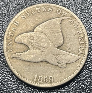 1858 Small Letter Flying Eagle Cent VG Very Good Details Cleaned - Picture 1 of 2