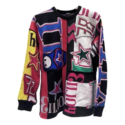 Diesel NEW RARE Stitched Knit Sweater Patchwork Soccer Scarves 2016 Size Medium - Image 1 of 4