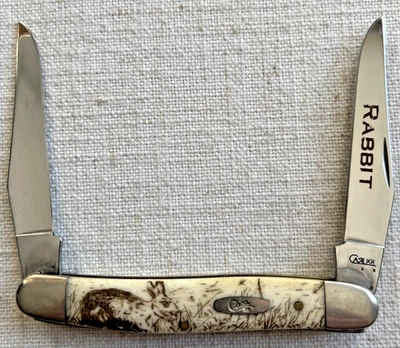 Navaja de bolsillo Case XX #8762 conejo grabado hueso blanco rata almizclera - descontinuada Foto 1 de 4