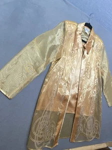 Conjunto de camiseta sin mangas chaqueta transparente metálica Art Deco vintage Fashion Network hecho en EE. UU. - Imagen 1 de 16