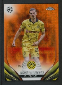 2024 MARCEL SABITZER 17/25 TOPPS CHROME UEFA CHAMPIONS LEAGUE ORANGE MOJO - Picture 1 of 2