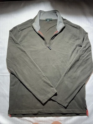 Suéter J Crew Hombre Grande Verde Oliva Sólido Media Cremallera Pullover Preppy Informal Foto 1 de 4