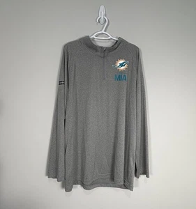 Miami Dolphins Under Armor Henley Shirt Mens XXL Gray MIA Logo Long Slv Heatgear - Picture 1 of 7